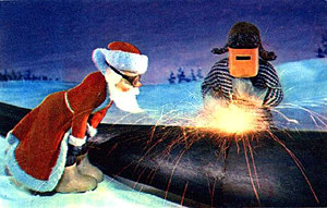 Soviet Christmas and New Years cards soviet card santa pipeline Soviet Christmas and New Years cards